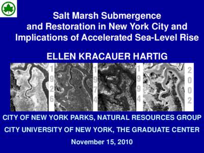 Salt Marsh Submergence and Restoration in New York City and Implications of Accelerated Sea-Level Rise ELLEN KRACAUER HARTIG  CITY OF NEW YORK PARKS, NATURAL RESOURCES GROUP