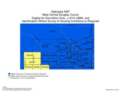 Nebraska NSP West Central Douglas County Eligible for Demolition Only, >=51% LMMI, and Identification Where Survey of Housing Conditions is Required N 72ND ST