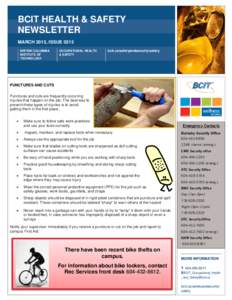 BCIT HEALTH & SAFETY NEWSLETTER MARCH 2013, ISSUE 0313 BRITISH COLUMBIA INSTITUTE OF TECHNOLOGY