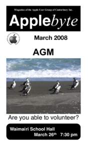 Magazine of the Apple User Group of Canterbury Inc.  Applebyte March[removed]AGM