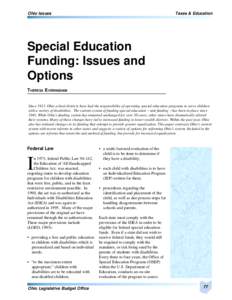 Ohio Issues  Taxes & Education Special Education Funding: Issues and