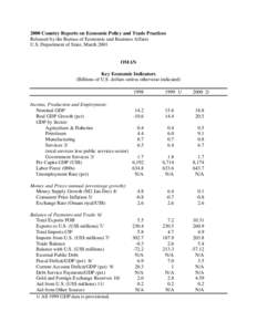 2000 Country Reports on Economic Policy and Trade Practices Released by the Bureau of Economic and Business Affairs U.S. Department of State, March 2001 OMAN Key Economic Indicators