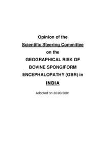 Opinion of the Scientific Steering Committee on the GEOGRAPHICAL RISK OF BOVINE SPONGIFORM ENCEPHALOPATHY (GBR) in