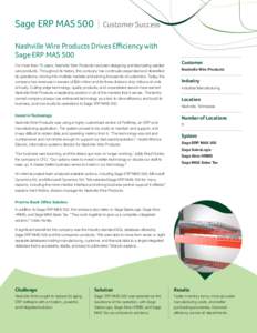 Sage ERP MAS 500  I Customer Success Nashville Wire Products Drives Efficiency with Sage ERP MAS 500