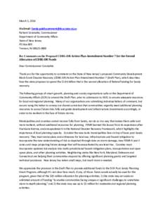 March 5, 2014 Via Email: [removed] Richard Constable, Commissioner Department of Community Affairs State of New Jersey PO Box 800