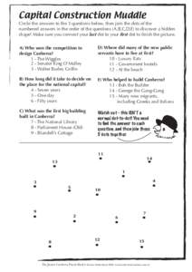 Capital Construction Muddle  Circle the answers to the 5 questions below, then join the dots of the numbered answers in the order of the questions (A,B,C,D,E) to discover a hidden shape! Make sure you connect your last d