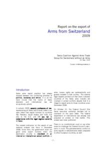 Report on the export of  Arms from Switzerland[removed]Swiss Coalition Against Arms Trade