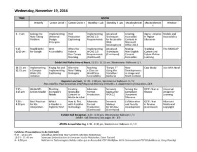 Wednesday, November 19, 2014 Time Room Waverly