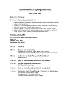 2007 Health Policy Synergy Workshop