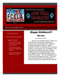 Issue 3, DecemberFCCLA Fun Facts How much do you know  Happy Holidays!!!!