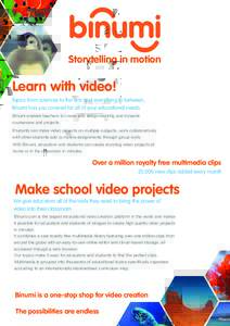 Storytelling in motion  Learn with video! Topics from sciences to the arts and everything in between, Binumi has you covered for all of your educational needs Binumi enables teachers to create and assign exciting and dyn