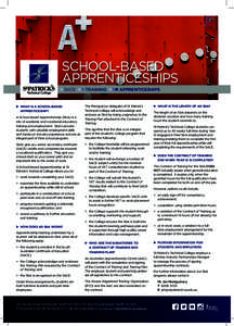 SCHOOL-BASED APPRENTICESHIPS  SACE  TRAINING  APPRENTICESHIPS 	 WHAT IS A SCHOOL-BASED