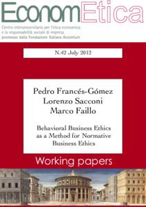 N.42 JulyPedro Francés-Gómez Lorenzo Sacconi Marco Faillo Behavioral Business Ethics