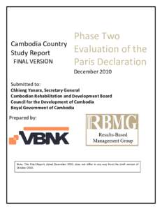 Economics / Cambodia Development Cooperation Forum / Economy of Cambodia / Aid effectiveness / Evaluation methods / Development Assistance Committee / Capacity building / Asian Development Bank / Capacity development / Development / International economics / International development