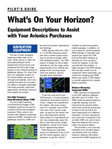 PILOT’S GUIDE  What’s On Your Horizon? Equipment Descriptions to Assist with Your Avionics Purchases NAVIGATION
