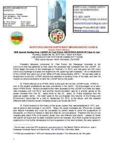 NORTH HOLLYWOOD NORTH EAST NEIGHBORHOOD COUNCIL BOARD MEMBERS OF NHNENC: