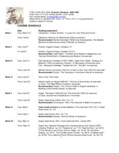 LTRU 110A/LTEU 150A: Russian Literature, Tues-Thurs:20, Spring Quarter, 2015, UCSD Prof. Amelia Glaser () Office Hours in Literature 345: Tues. 1-2, Thurs, or by appointment. Syll