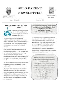 SOLO PARENT NEWSLETTER Centacare Catholic Social Services  Solo Parent Ministry