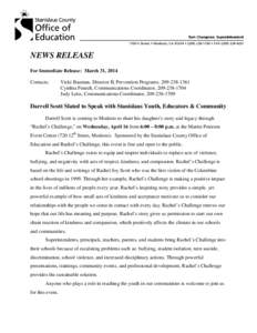 NEWS RELEASE For Immediate Release: March 31, 2014 Contacts: Vicki Bauman, Director II, Prevention Programs, [removed]Cynthia Fenech, Communications Coordinator, [removed]