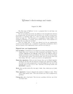 TEXmuse’s shortcomings and wants August 31, 2005 The ‘first stage of TEXmuse’ is over: a program that, by and large, can typeset Bach’s Inventions. But not everything was solved. In addition to the incompleteness