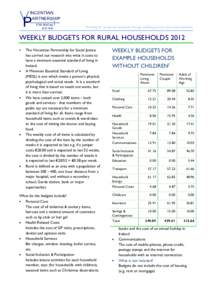 Working for social and economic change, tackling poverty and social exclusion  WEEKLY BUDGETS FOR RURAL HOUSEHOLDS 2012 The Vincentian Partnership for Social Justice has carried out research into what it costs to have a 