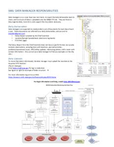 SMU DATA MANAGER RESPONSIBILITIES Data managers on a cruise have two main tasks: to report the daily deliverables back to shore, and to ensure all data is uploaded onto the OR&R FTP site. They are there to help organize 