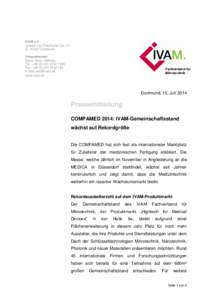 IVAM e.V. Joseph-von-Fraunhofer-Str. 13 D[removed]Dortmund Pressekontakt: Mona Okroy-Hellweg Tel.: +[removed]7089