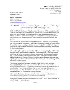 Microsoft Word - The IURC Concludes Investigation and Announces Internal Reforms.doc