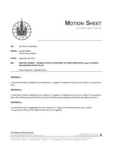 MOTION SHEET CITY COUNCIL of SALT LAKE CITY TO:  City Council Members
