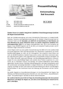 Pressemitteilung Kreisverwaltung Bad Kreuznach - Pressestelle Tel.: Fax: E-Mail: