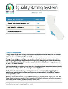 Quality Rating System JANUARY 2014 REGION 12 — Central Coast*  Quality Rating