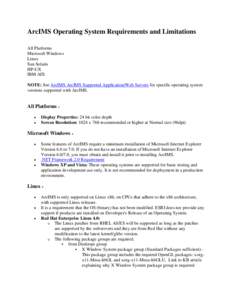 ArcIMS Operating System Requirements and Limitations All Platforms Microsoft Windows Linux Sun Solaris HP-UX