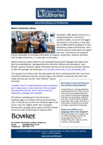 Bowker - LibraryThing Malmo | testimonial (English UK PDF)