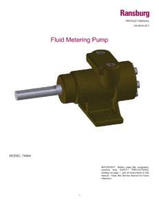 Ransburg PRODUCT MANUAL LN[removed]Fluid Metering Pump