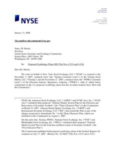 Microsoft Word - NYSE Comment Letter _File[removed]and[removed]re Symbology_ _1-15-08_.doc