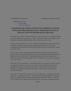 Newsji-om:  COMPTROLLER KEVIN LEMBO FOR IMMEDIATE RELEASE  WEDNESDAY, MARCH 26, 2014