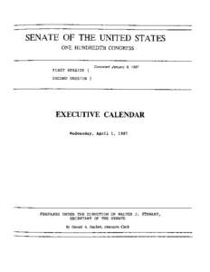 SENATE OF THE UNITED STATES ONE HUNDREDTH CONGRESS FIRST SESSION {  Convened January 6, 1987