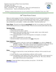 Hamilton County Soil and Water Conservation District 103 County View Drive PO BOX 166 Lake Pleasant NY[removed]Phone: [removed]Fax: [removed]Email: [removed] www.hcswcd.com Find us on Facebook and You 