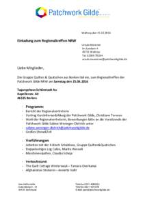 Waltrop,denEinladung zum Regionaltreffen NRW Ursula Münzner Im SundernWaltrop