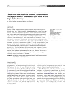 Q IWA Publishing 2010 Journal of Water and Climate Change | 01.1 | Temperature effects on bank filtration: redox conditions and physical-chemical parameters of pore water at Lake