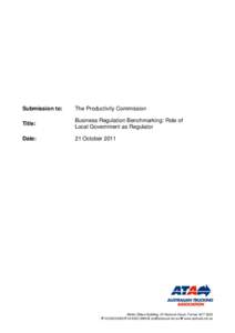 Submission 4 - Australian Tricking Association - Business Regulation Benchmarking: Role of Local Government as Regulator - Commissioned study