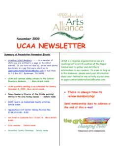 NovemberUCAA NEWSLETTER Summary of Newsletter November Events. •