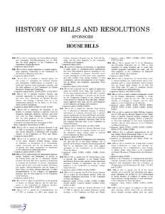 HISTORY OF BILLS AND RESOLUTIONS SPONSORS HOUSE BILLS H.R. 17—A bill to reauthorize the Secure Rural Schools and Community Self-Determination Act of 2000,
