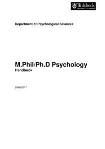 Department of Psychological Sciences  M.Phil/Ph.D Psychology Handbook