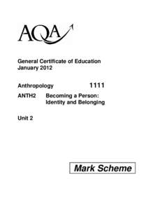 General Certificate of Education January 2012 Anthropology ANTH2  1111