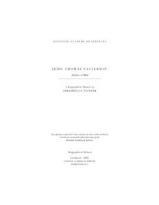 national academy of sciences  John thomas Patterson 1878—1960