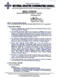 NDCC Update Sitrep no. 4 on the Effects of TY PEPENG as of OCT 3, 2009 2am