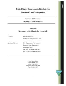 United States Department of the Interior Bureau of Land Management Environmental Assessment DOI-BLM-UT-G021[removed]EA