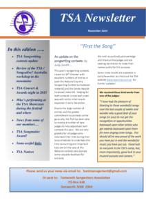 TSA Newsletter November 2014 In this edition ….. 