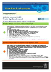 Snapshot report Under the agreement for 2014 Aviation High School received $37,000